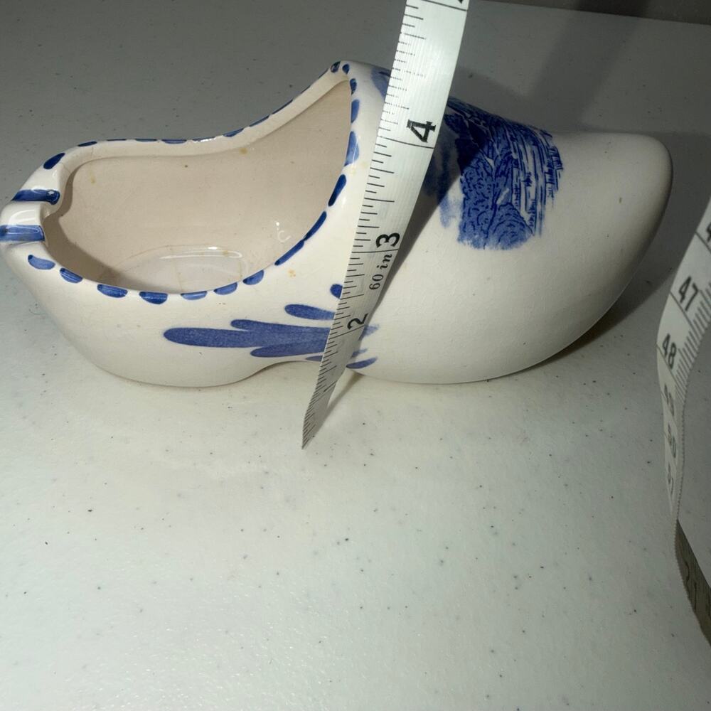 Vintage Ashtrays Holland Dutch Shoes Blue Hand Painted Ceramic Windmill - Picture 7 of 7